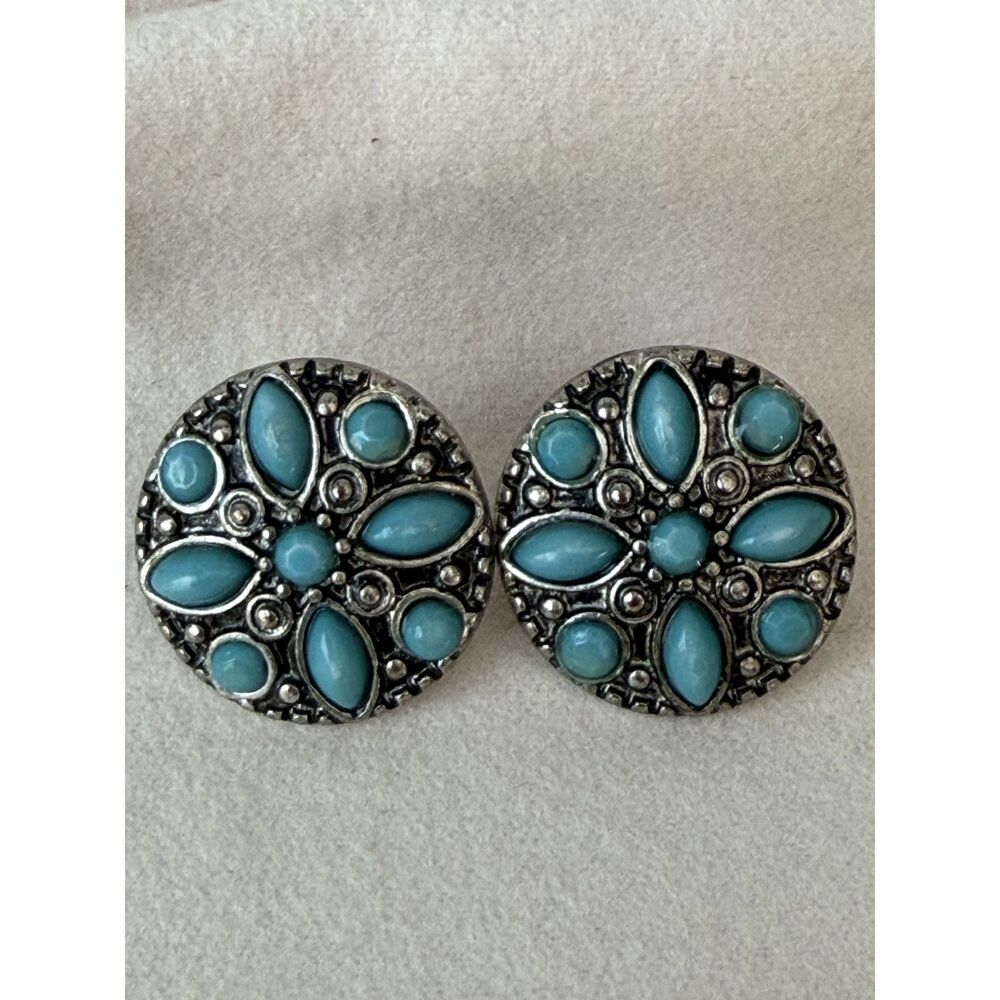Western Turquoise Flower Stud Earrings | Vintage-Inspired | Boho Southwest Studs